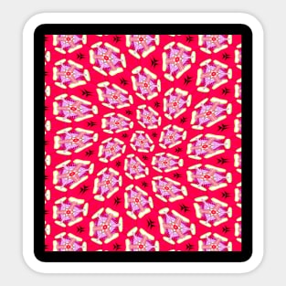 Red Passion Flower Pattern Sticker